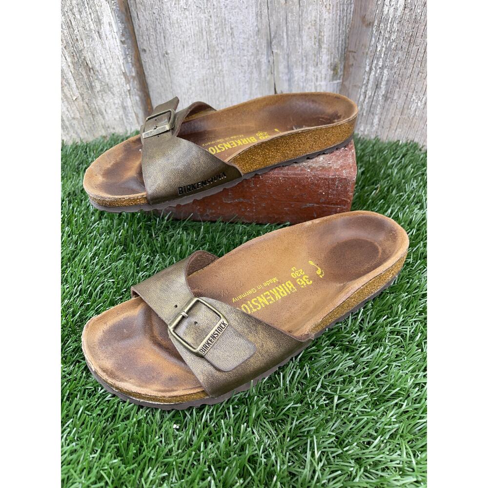 Birkenstock Madrid Metallic Gold Brown Birko Flor EU36 Women's 5 Narrow